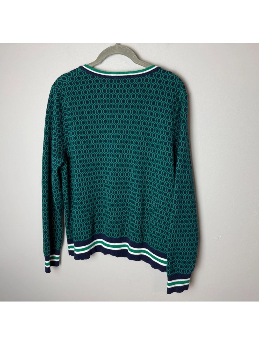 Charter Club Cardigan Sweater Plus Size XXL 2XL Cotton Blend Navy Blue Green - Picture 4 of 6